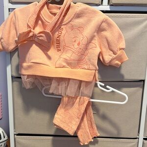 Peach Baby Outfit with Bow
